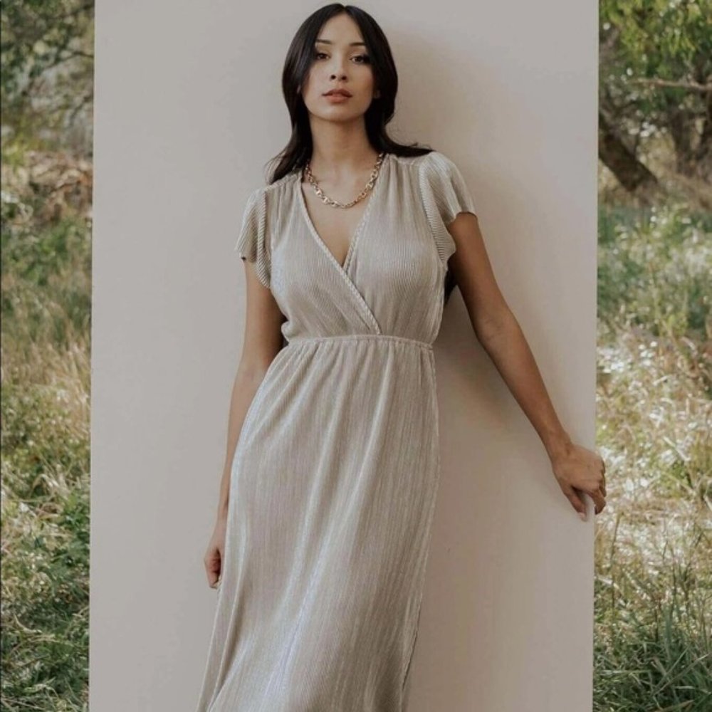 Baltic Born Athena Pleated Maxi Dress Gold XS/S
